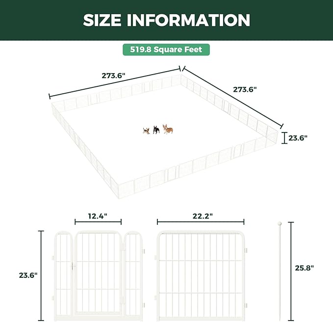 FXW Rollick Unleashed Dog Playpen for Indoor, Yard, RV Camping, 24 inch 48 Panels for Small and Puppy Dogs, White│Patented