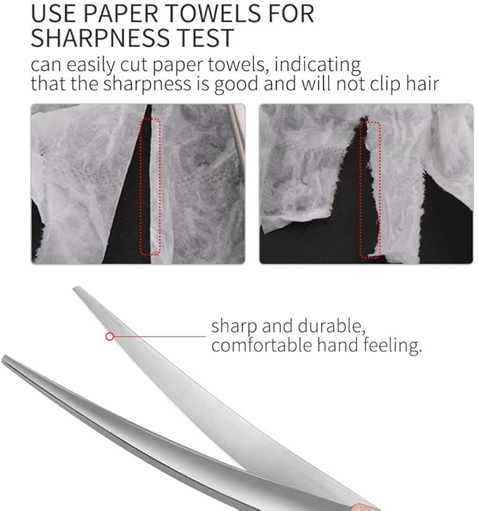 Fenice Peak Professional Curved Dog Grooming Scissors 8'' Rose Gold 440C Stainless Steel Pet Cutting Shears Safety Trimming Shearing for Dogs Cats