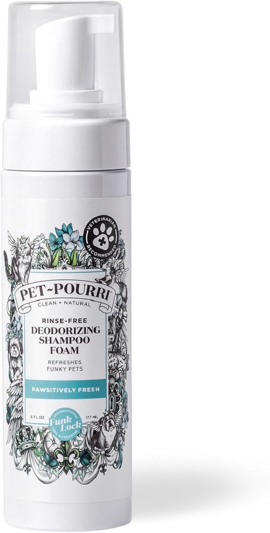 Poo-Pourri Rinse-Free Deodorizing Dry Shampoo for Dogs & Cats – Moisturizing Skin & Coat Soothing Formula - Plant Based Ingredients – Pineapple, Jasmine & Pear – No Rinse Foam Shampoo for Pet Odor