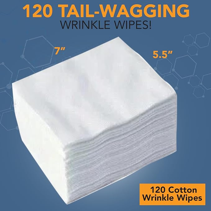 NOVEHA 120PCs - 5”x7” Large Dog Wipes | Wipes for Bulldog, French Bulldog, Pug, English Bulldog | Deodorizing, for Multiple Areas Removes Dirt, Wrinkles, Folds, Tear Stain, Tail Pockets & Paws