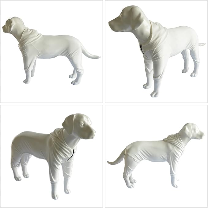 Dog Pajamas Pet Jumpsuits PJS for All Seasons, Velvet Dog Hoodies 4 Legs Four Feet Dog Onesies Stylish PJS Puppy Costume Cotton Liner Warm Pet Clothes for Small Medium Large Dogs White M