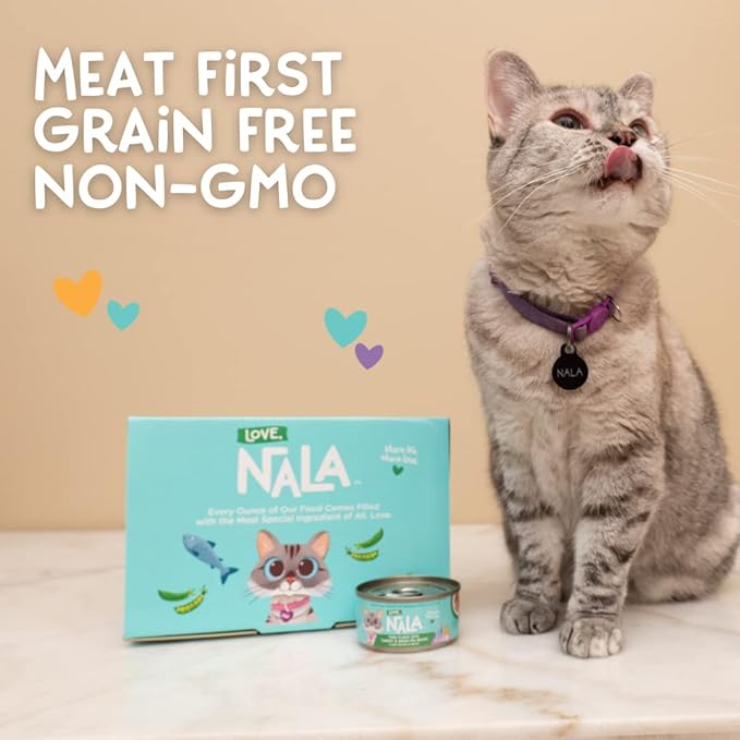 LOVE, NALA - Natural Adult Cat Wet Food - FLAKED Tuna with Carrot & Green Pea in Broth - Grain Free, Non-GMO, Lean Protein, Added Minerals & Vitamins - 12 Pack, 2.4 lbs.