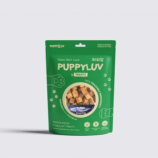 Puppyluv Freeze Dried Tuna Dog & Cat Treats - Wild Caught, Single Ingredient, Natural High Protein & Fish Oil, Grain Free, Gluten Free, 2.5oz