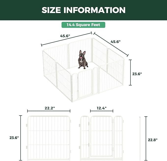 FXW Homeplus Unleashed Indoor Dog Playpen - Stress-Free and Safe Play, Heavy Duty 24 Inch 8 Panels Dog Pen for Puppy and Small Dogs, White│Patented