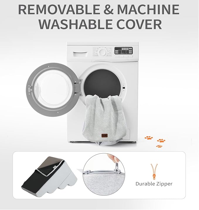 Made4Pets Dog Stairs Ramp for High Bed, 5-Step Pet Stairs for Bed Couch Sofa Climbing, 35D Foam Pet Steps for Small Dogs and Cats, Non-Slip Bottom Dog Steps, Light Grey