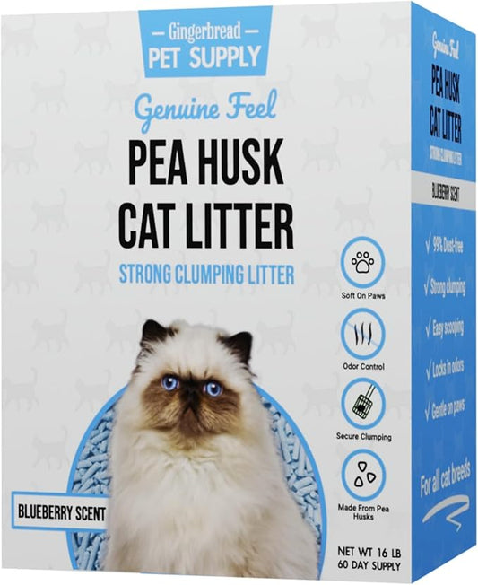 Premium Pea Husk Scented Cat Litter for Happy and Healthy Cats. (16 lbs)(Blueberry)