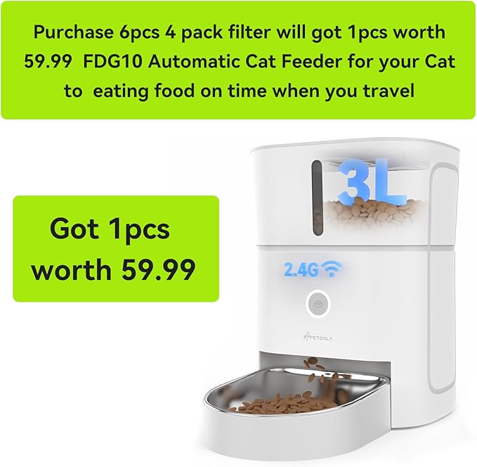 Dog Water Fountain Filters for FS20 Dog Water Fountain, 10 Pack Filters with 10 Pack Sponges Set, 5 Layer Replacement Filters for SL Tap Dog Fountain Battery Operated FS20