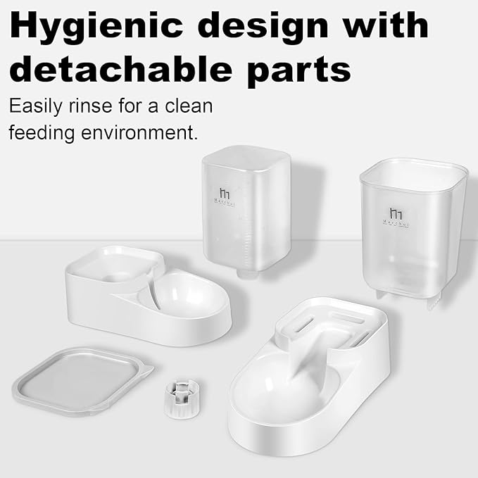 Marchul Cat Feeder and Water Dispenser, Automatic Gravity Dog Food Dispenser and Water Bowl, Pet Food Dispenser Set for Small Medium Dog Puppy Kitten, 1 Gallon (3.8L)