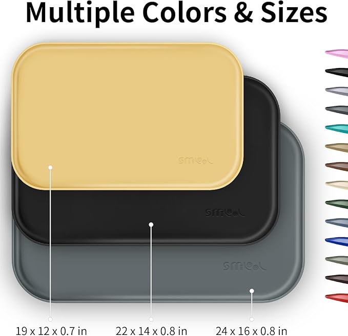 Silicone Pet Feeding Mat with Raised Edge for Food and Water, Dog Bowl Mats, Cat Bowls Placemat with High Lip for Floor Waterproof, Rubber Tray for Cats and Dogs 24 x 16 x0.8 Dark Olive