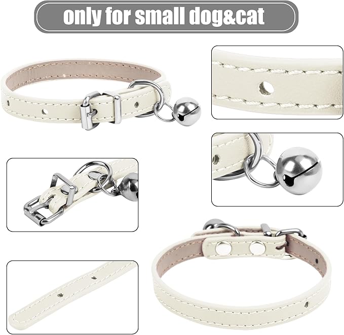 XXS Dog Collar Teacup Dog Collars, White Dogs Collars, Teacup Dog Collars for Small Dogs Cats, White, 3/8 inch Width