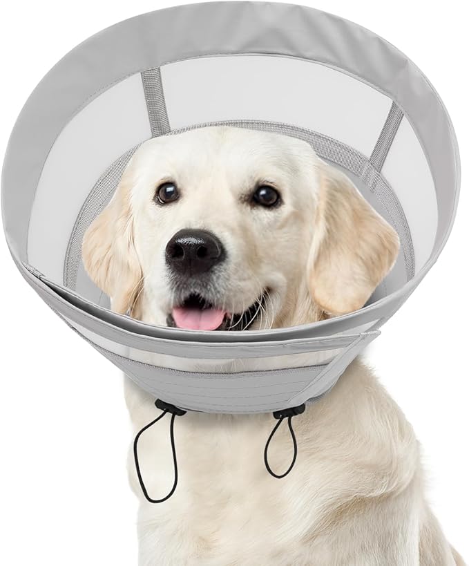 ASENKU Dog Cone Collar, Soft Adjustable Cone for Dogs to Stop Licking, Lightweight Recovery Dog Cone After Surgery, Pet E-Collar for Small, Medium & Large Dogs(Grey,L)