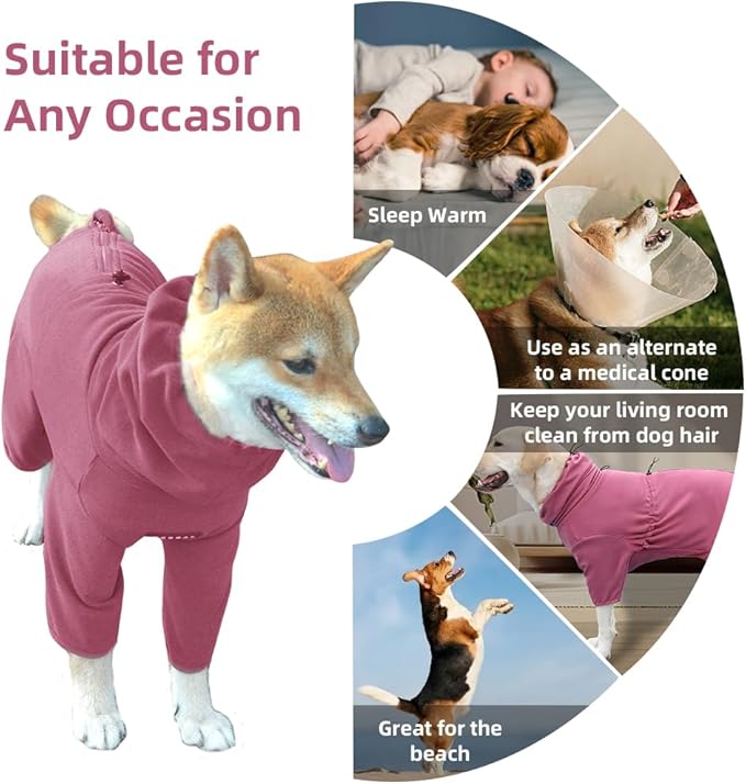 Dog Pajamas for Large Dogs,Extra Large Stretch, Suitable for Adult, Medium-Sized Dogs, Large Pet Jumpsuit Four-Legged Dog Clothes, Pet Clothing. (Red Color, 2XL-Suitable for 17-25LB)