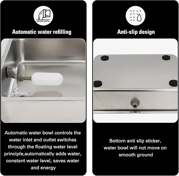 4Gal Automatic Water Bowl Dispenser for Dogs,Pig Waterer,Outdoor Automatic Dog Water Bowl,Stianless Steel Auto Fill Livestock Water Trough with Float Valve for Chicken,Horse,Calf,Dog,Goat
