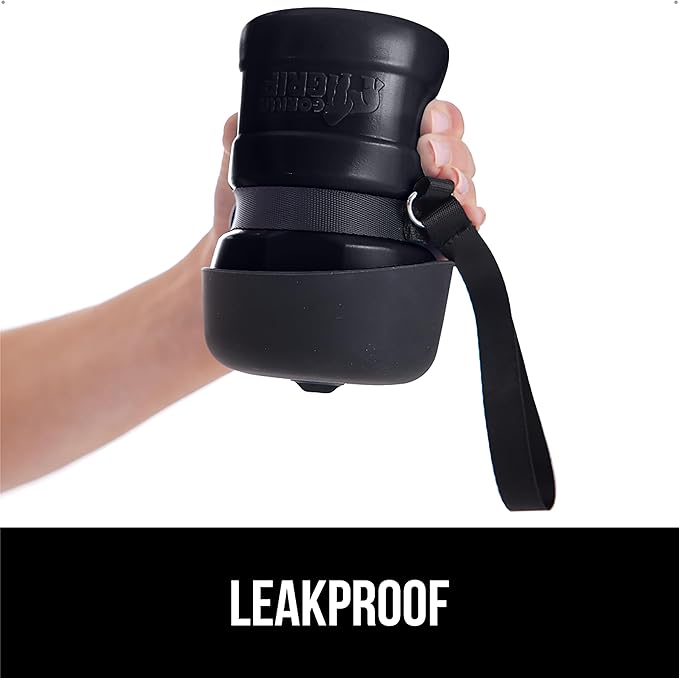 GORILLA GRIP Dog Water Bottle, Portable Water Bowl Dispenser for Dogs, 16 oz Leak Proof Pet Travel Squeeze Bottles, Food Grade Silicone, to Go Puppy Essentials, Hiking Camping Trip Accessories, Black