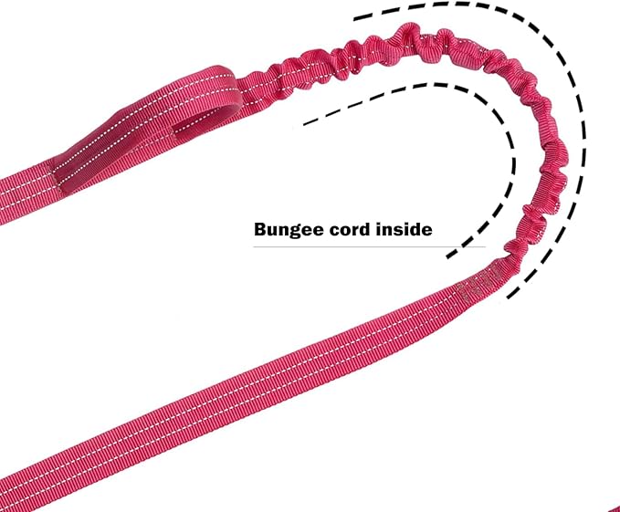 ICEFANG Tactical Dog Leash,K9 Training Walking Bungee Lead with 2 Control Handle,Heavy Duty Quick Release Metal Clasp,for Medium Large Breed (Reflective Rose, 6 FT)