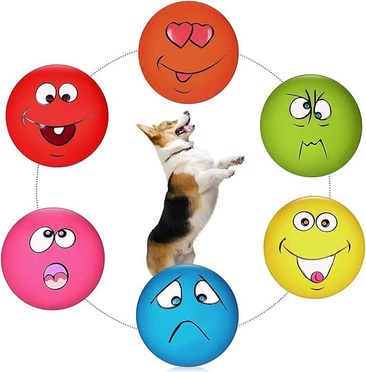 Squeaky Dog Toys Latex Rubber Soft Dog Squeaky Toys Squeaky Chewing Teething Fetching Dog Balls Puppy Toys Gifts for Pets Medium Small Dogs 6Pcs/Set