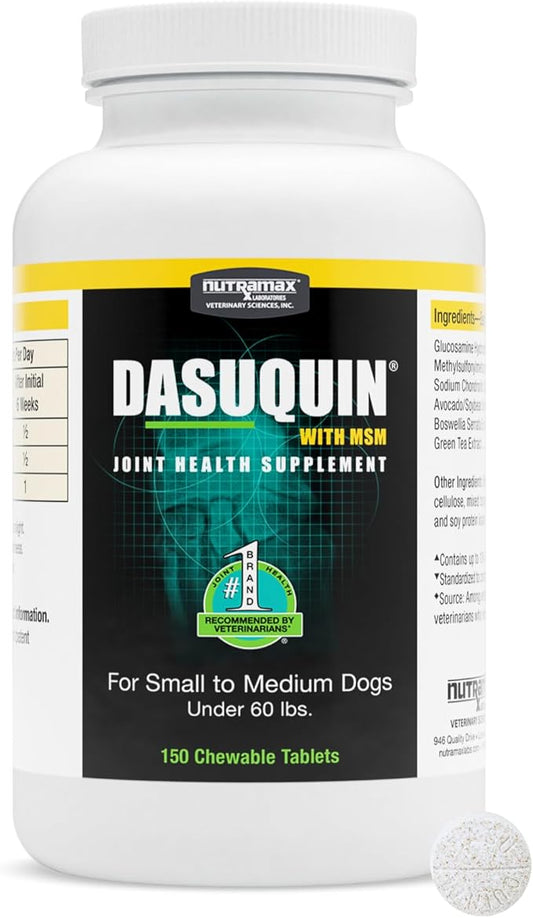 Nutramax Laboratories Dasuquin with MSM Chewables, Small/Medium Dog, 150 Count, White