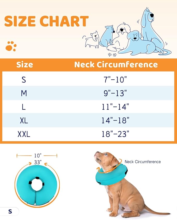 Supet Inflatable Dog Cone Collar Alternative After Surgery, Doggie Neck Donut Collar Recovery ECollar for Post Surgery, Soft Dog Cone for Small Medium Puppies Cats
