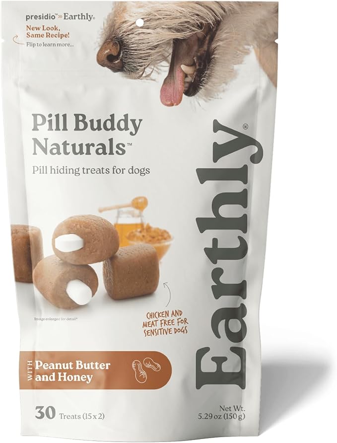 Presidio Pill Buddy Naturals - Honey Recipe Pill Hiding Treats for Dogs - Make A Perfect Pill Concealing Pocket Or Pouch for Any Size Medication - 30 Servings