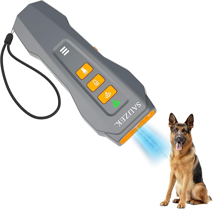 Ultrasonic Dog Barking Deterrence Device, Dog Training Tool, Animal Trainer, Rechargeable Anti-Barking Device, Suitable for Both Indoor and Outdoor Use, Gray