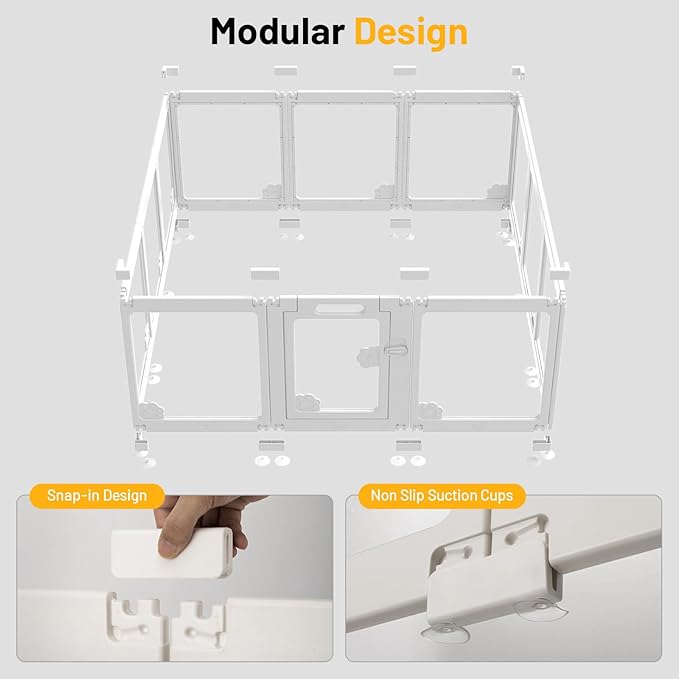 Acrylic Clear Dog Playpen Plastic Puppy Playpen Pet for Pig Indoor Transparent Foldable Fence Crate Kennel for Cat Rabbit Easy Assemble Preferable for Small Dogs (23.6“ Height, 12PCS)