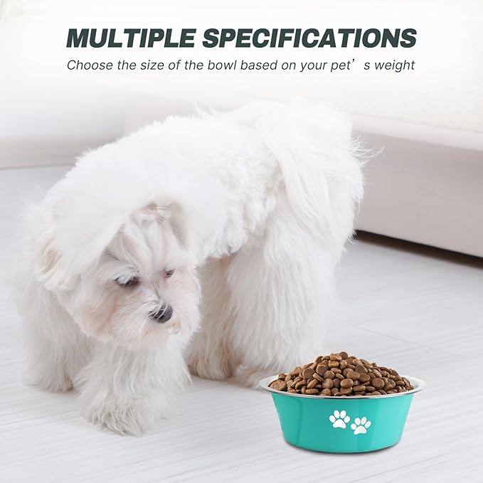 Stainless Steel Dog Bowls, Nonslip Rubber Bottom No Spill Proof Skid Metal Insulated Dog Bowls for Large Medium Small Breed Dogs (Green, 3.6 Cups/29 OZ)