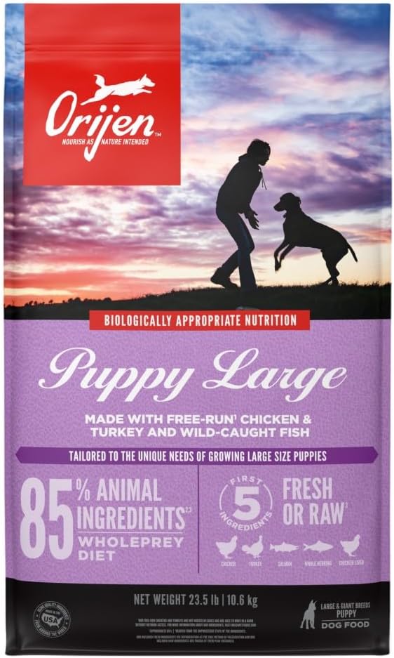 ORIJEN Grain Free High Protein Dry Dog Food Puppy Large Recipe 23.5lb Bag