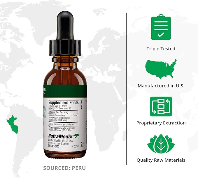 NutraMedix Samento Cat's Claw Tincture - Cat's Claw Immune Support Supplement for Brain, Antioxidant, Cardiovascular & Microbial Support - Bioavailable Herbal Supplements from Nature (1oz / 30ml)