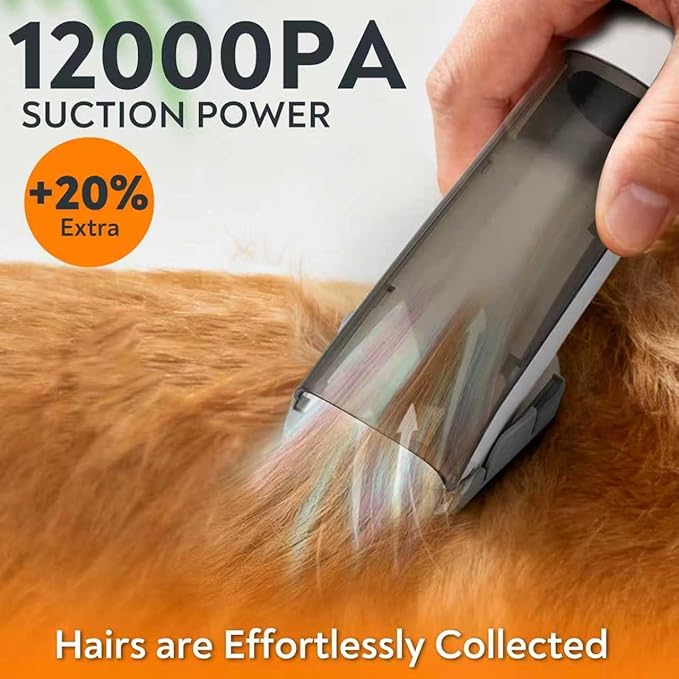 Dog Grooming Vacuum, Dog Grooming Kit 12kPa Suction Hair Remover Low Noise Pet Brush Vacuum Collects 99% Hair, 2L Dust Cup, 5 Proven Grooming Tools for Cats, Other Animals and Home Cleaning