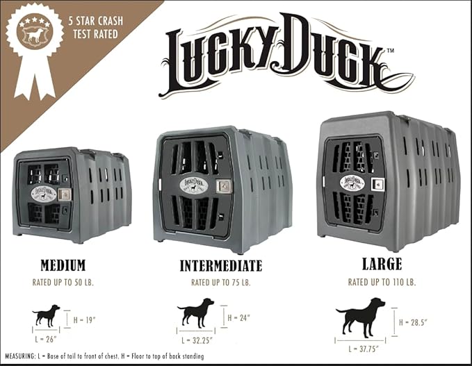 Lucky Dog Kennel, Durable Crash Tested Portable Dog Crates, Intermediate, Tan