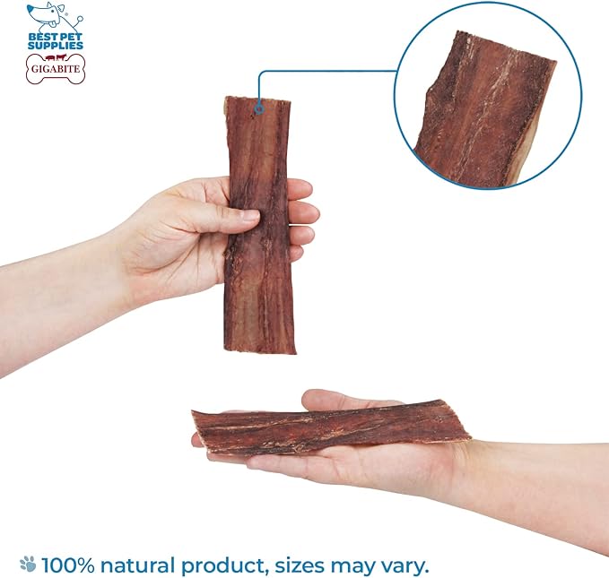 GigaBite Single Ingredient All Natural Free Range Bully Treats and Chews - Bully Sticks/Bladder Sticks/Beef Esophagus by Best Pet Supplies - Esophagus Strips (6 Inch), Pack of 25