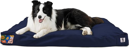 Sytopia 36 Inch Canvas Dog Bed for Large and Medium Dogs, Outdoor and Indoor Pet Bed, Waterproof Washable Removable Cover, Patio Pet Pad, Dark Blue