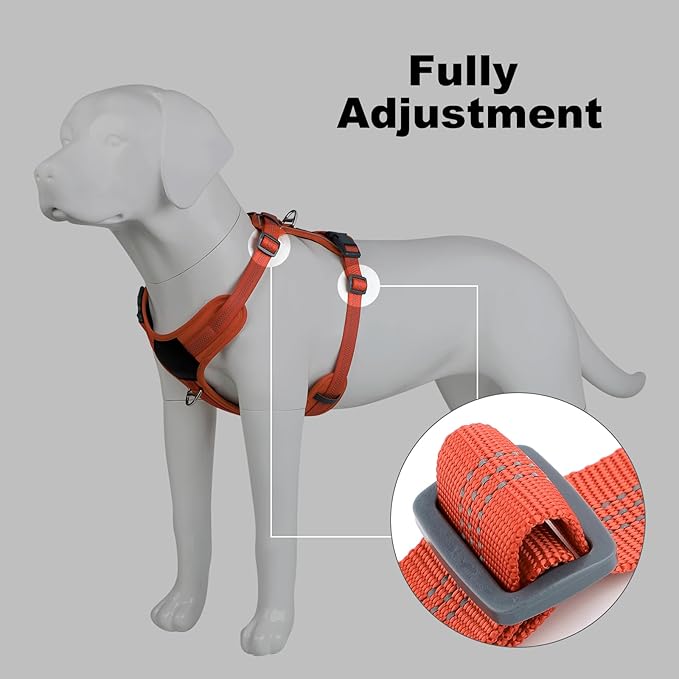Plutus Pet No Pull Dog Harness, Release at Neck, Soft Padded, Reflective Adjustable Dog Vest Harness for Small, Medium, Large Dogs(Orange, S)