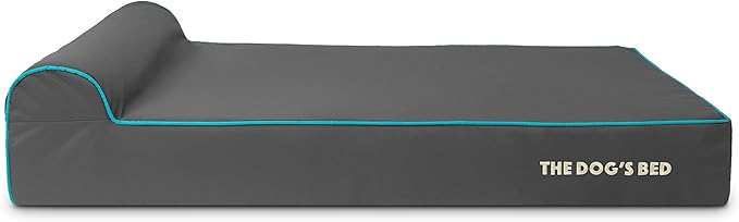 The Dog’s Bed Orthopedic Headrest Dog Bed XL Grey/Blue, Memory Foam, Pain Relief for Arthritis, Hip & Elbow Dysplasia, Post Surgery, Lameness, Waterproof Washable Cover