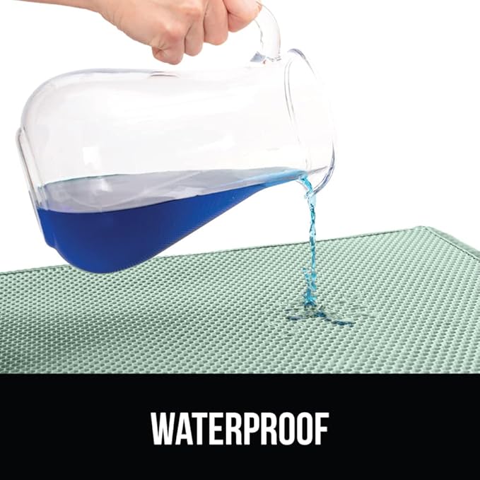 GORILLA GRIP Honeycomb Cat Litter Box Mat, 35x24 Two Layer Trapping Waste Mats, Soft On Paws, Litter Box Supplies and Essentials for Indoor Cats, Traps Excess, Water Resistant for Floors, Sage