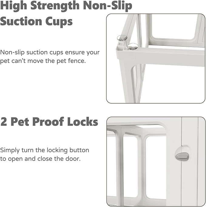Clear Acrylic Dog Playpen with Door, for Puppy Rabbit Transparent Pet Pen, Dog Playpen Indoor, Dog Fence, Easy Assemble & Cleaning Dog Pen for Small & Medium Dogs (23.6“ Height, 14PCS)