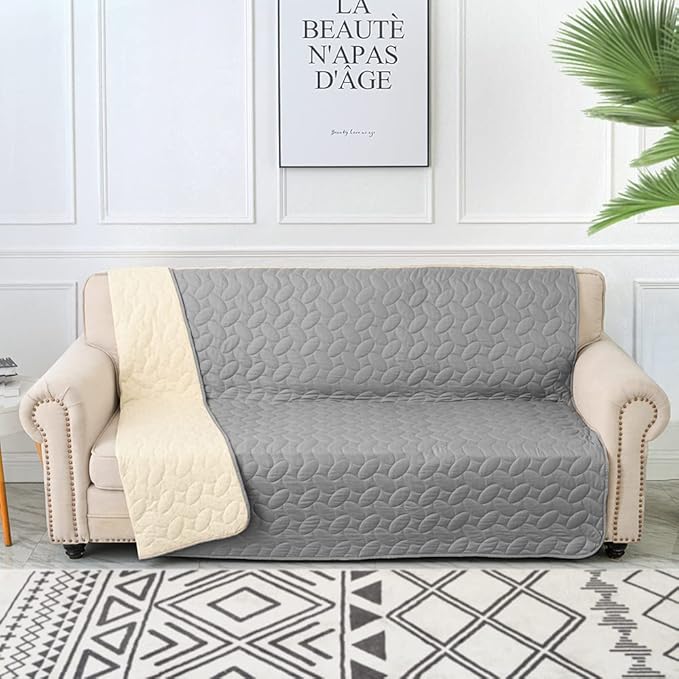 Ameritex Waterproof Pet Bed Cover Anti-Slip Dog Bed Blanket for Sofa and Furniture Waterproof New Pattern Design (Lightgrey, 30x53 Inch (Pack of 1))