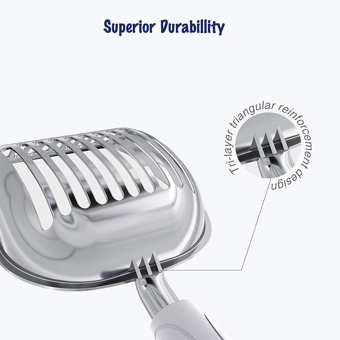 WePet Cat Litter Scoop, Aluminum Alloy Sifter, Kitty Metal Scooper, Deep Shovel, Long Handle, Poop Sifting, Kitten Pooper Lifter, Durable, Heavy Duty, for Litter Box
