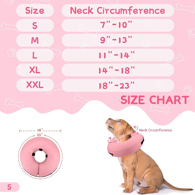 Supet Inflatable Dog Cone Collar Alternative After Surgery, Doggie Neck Donut Collar Recovery ECollar for Post Surgery, Soft Dog Cone for Small Medium Puppies Cats