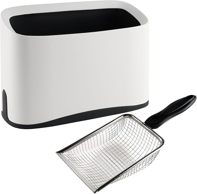 Cat Litter Scooper with Holder, Metal Speed Sifter Litter Box Scooper Captures All Clumps,Heavy Duty Stainless Steel Litter Scoop with Coarse and Fine Grid,Easy Clean