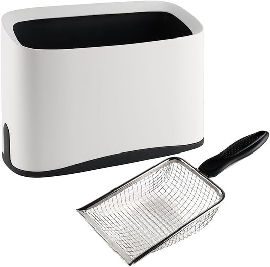 Cat Litter Scooper with Holder, Metal Speed Sifter Litter Box Scooper Captures All Clumps,Heavy Duty Stainless Steel Litter Scoop with Coarse and Fine Grid,Easy Clean