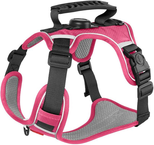 AirTag Dog Harness,Cat Harness All-in-One Dog Vest, Anti-Pull, Anti-Suffocation Reflective Dog Vest for Small, Medium, and Large Dogs and cat (Pink, L(Chest:21.2-27.9",Neck:(18.1-25.2"))