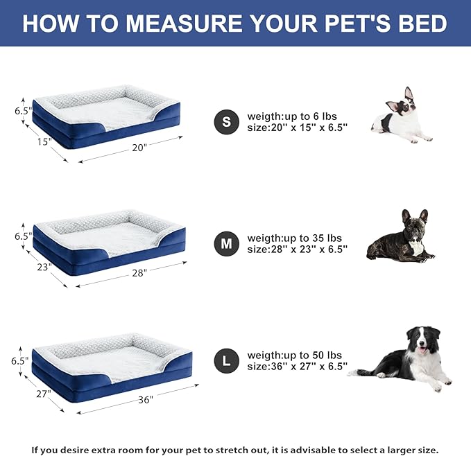 Orthopedic Dog Bed for Large Dogs, Egg Crate Foam Bed for Large Dogs, Equipped with Removable Waterproof Pillow Cover and Anti-Slip Bottom, Pet Bed