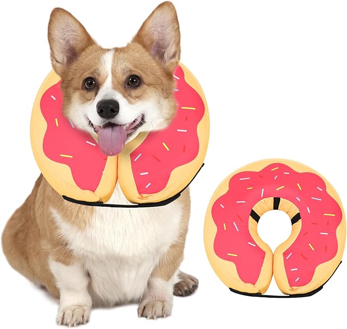 MIDOG Inflatable Dog Cone Alternative for After Surgery - Soft Protective Donut Collar Prevents Licking & Allows Eating, Comfortable Recovery E-Collar Alternative for Small Medium Large Dogs (Red,S)
