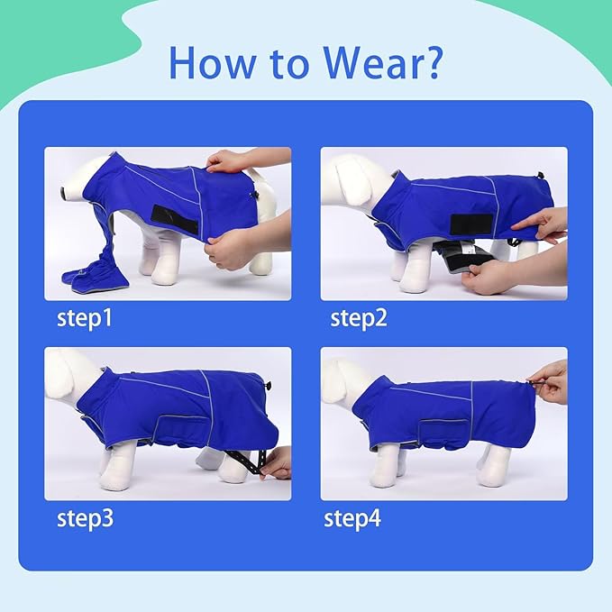 MIGOHI Dog Winter Jacket,Dog Coat Waterproof,4XL Winter Snow Coat with Fleece Lining for Large Dogs Boys Girls,Snowproof Pet Jacket,Great Dane,Mastiff,Blue