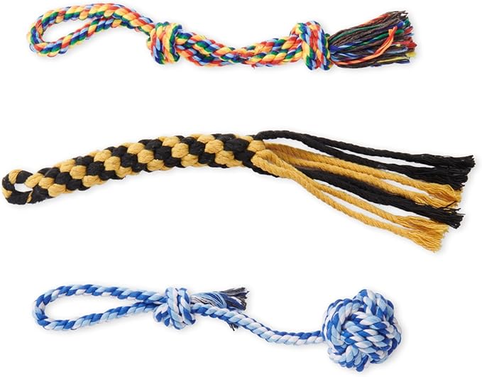 Dog Rope Toys for Aggressive Chewers - Heavy Duty 3 Packs Indestructible Cotton Dog Chew Toys for Small Medium Breed - Exercise Interactive Tug of War Dog Toy for Boredom, Teeth Clean(Mix Colors)