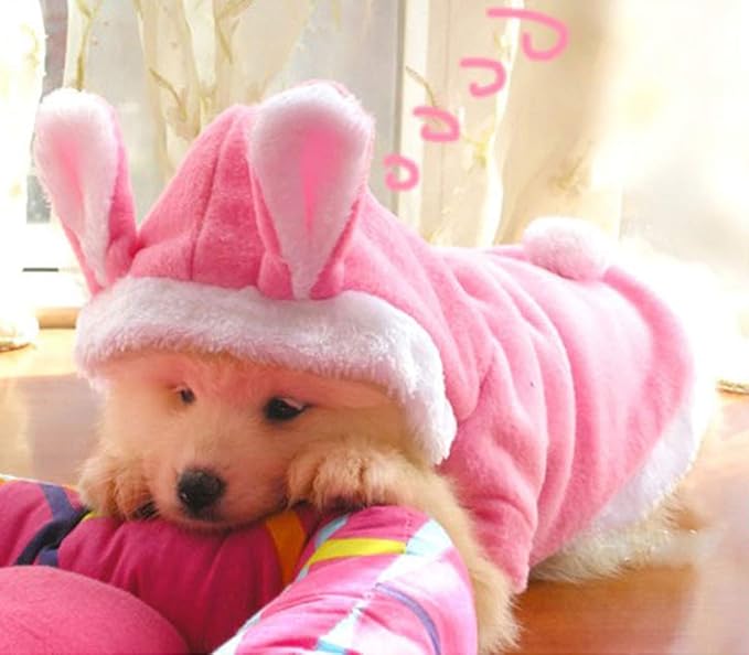 Easter Bunny Dog Costume Puppy Hoodies Dog Clothes pet Suit for Small Dogs Cats (Color : Pink, Size : l)