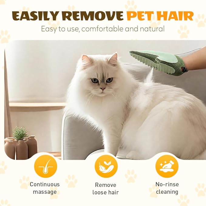 Pet Hair Removal Glove,Efficient Grooming Gloves for Cats & Dogs,Electrostatic Pet Hair Remover for Bed Sheets Couch Clothes Carpet Car Seat,Reusable Washable Hair Remover Gloves (Blue/1PCS)