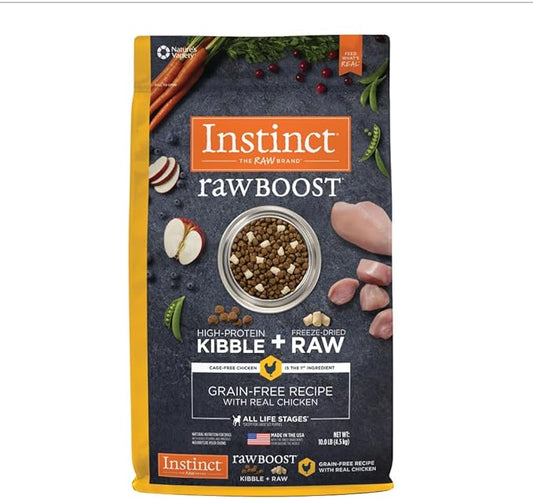 Instinct Raw Boost, Natural Dry Dog Food with Freeze Dried Pieces, High Protein, Grain Free Recipe - Real Chicken, 10 lb. Bag