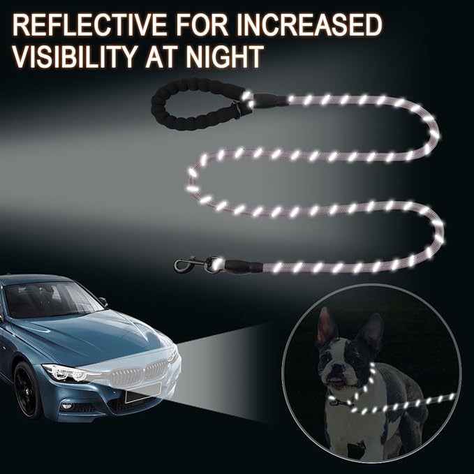 BARKBAY Dog Leashes for Large Dogs Heavy Duty Dog Leash 4/5/6 FT with Comfortable Padded Handle and Highly Reflective Threads for Medium Large Dogs Walking Training Running (6FT-1/2,Baby Pink)